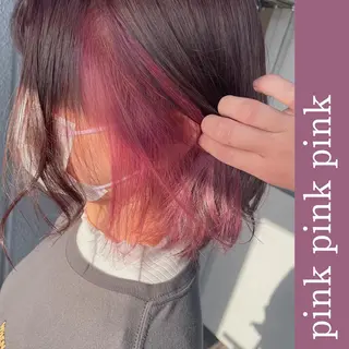ショート カラー ヘアアレンジ なつき/艶ピンク/ girly hairのヘアスタイル