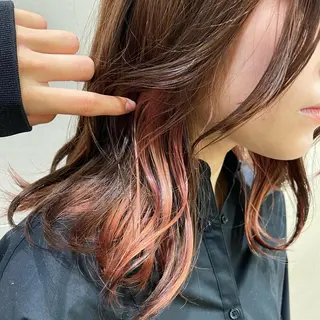 セミロング ハイトーン/暖色/ 眉/メイク/Rinaのヘアスタイル