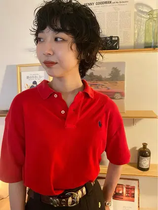 ショート パーマ 森貴裕/ベージュ/ パーマ/オリーブのヘアスタイル