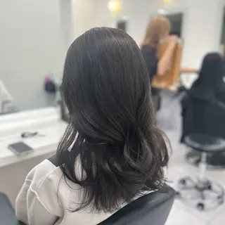 セミロング カラー パーマ ヘアアレンジ メンズ キッズ ブリーチなしカラー/ ブラウン/レイヤーのヘアスタイル