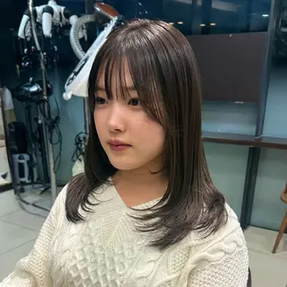 セミロング パーマ 韓国風パーマ🌿コテ 巻き風パーマ/るいのヘアスタイル