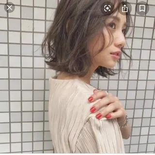 ミディアム カラー パーマ 岡本 耕司のヘアスタイル