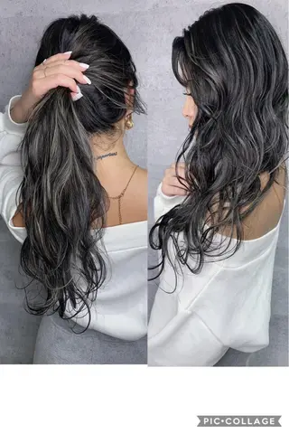 セミロング カラー _WHITE 高槻のヘアスタイル