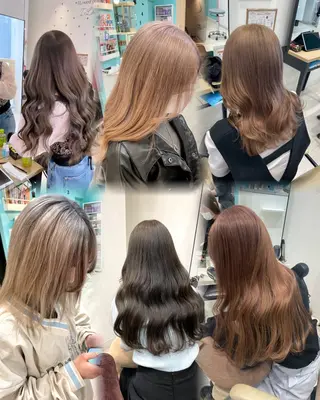 セミロング カラー ハッシュカット レイヤー池袋のヘアスタイル