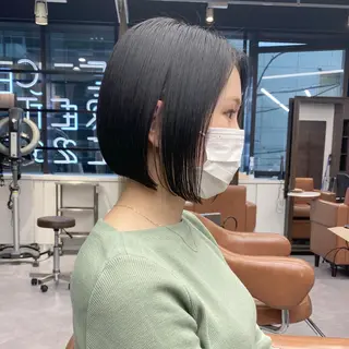ショート 縮毛矯正・暗髪 ・ショート　橋本🐶のヘアスタイル