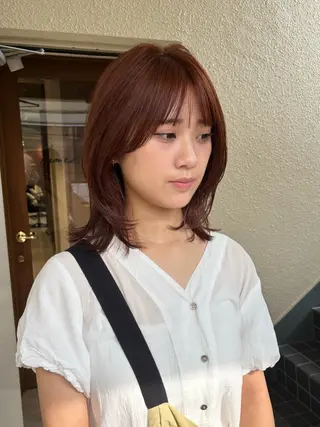 ミディアム カラー mei｜顔まわり ×透明感カラーのヘアスタイル