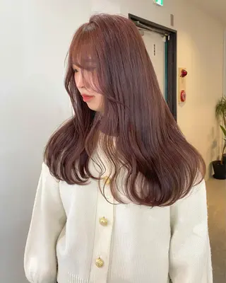 カラー mizuki/ピンク ベージュ.レイヤーのヘアスタイル