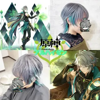 ミディアム カラー 推しカラー💫 ブリーチ💫若菜覚のヘアスタイル