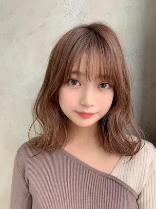 ミディアム カラー 新宿✨顔周りカット 韓国ヘア/坂本亜裟海のヘアスタイル