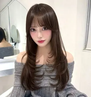 ロング yuuka 🖤韓国ヘア🖤のヘアスタイル