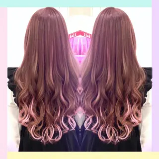 ロング カラー れん/ハイトーン /エクステ/韓国風のヘアスタイル