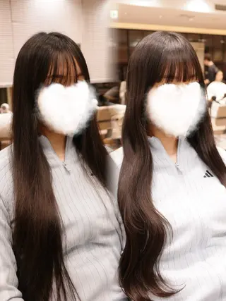 ロング 韓国くびれヘア 顔まわり新宿/さやかのヘアスタイル