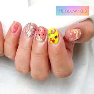 ネイル Rainbow nailsくろちゃんのネイルデザイン