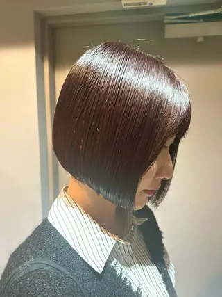 ショート 縮毛矯正+モテカラー 🎀✨MIHOのヘアスタイル