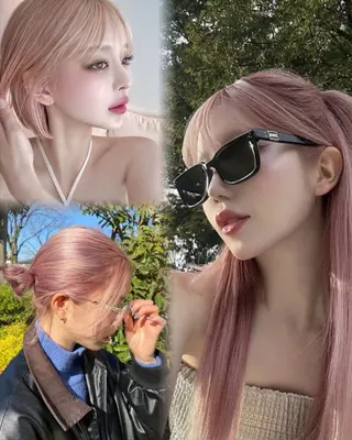 セミロング カラー ハッシュカット レイヤー池袋のヘアスタイル