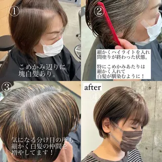 ショート カラー 難波/白髪ぼかし/ KAORIのヘアスタイル