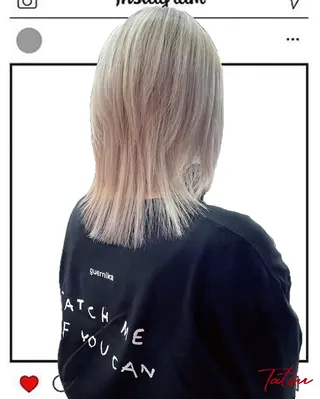 ミディアム カラー Tatsu/newi 大分 ハイトーンのヘアスタイル