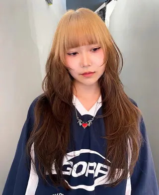 ロング カラー ヘアアレンジ ハッシュカット/ 韓国ヘア☽⋰mahoのヘアスタイル