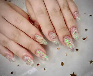 ネイル I-nailロング /ワンホン/キラキラのネイルデザイン