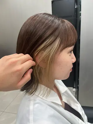 ミディアム カラー ioeわかめようじ/ 縮毛矯正/髪質改善のヘアスタイル