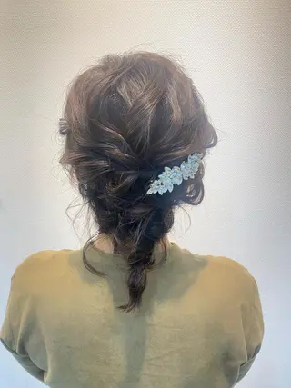 ミディアム カラー ヘアアレンジ ブリーチなしベージュ /ヘアセット/ミユのヘアスタイル