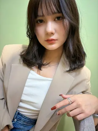 ミディアム レイヤー/透明感 カラー/nanokaのヘアスタイル