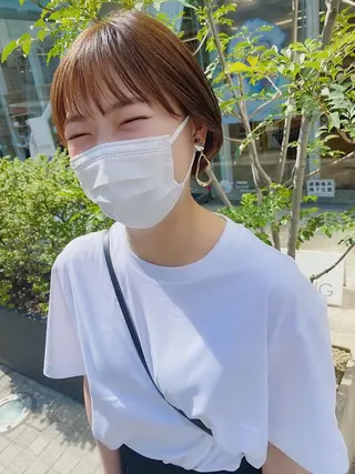 ショート カラー パーマ ヘアアレンジ umu.［韓国ヘア /ダウンパーマ］のヘアスタイル