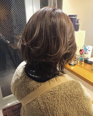 ミディアム カラー パーマ美容師 hanaのヘアスタイル
