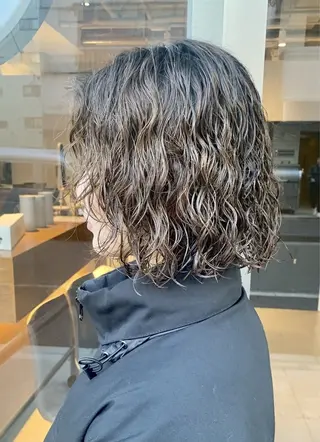 セミロング パーマ ボブパーマ 艶カラー/横山大樹のヘアスタイル