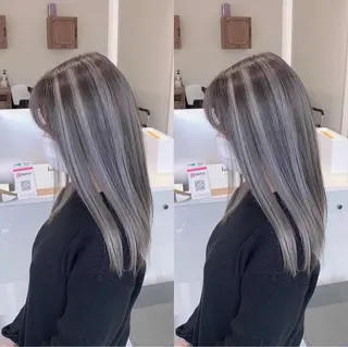 ロング カラー オフホワイトアンドなんば所属・福西 洋斗のヘアスタイル