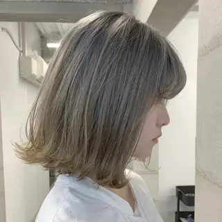 ミディアム カラー 透明感/オリーブ/ グレージュ/YUKAのヘアスタイル