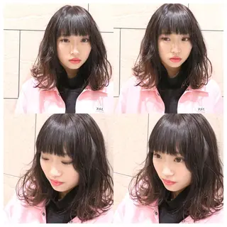 ミディアム カラー パーマ ヘアアレンジ ハイトーン特化🤍 浦住のヘアスタイル