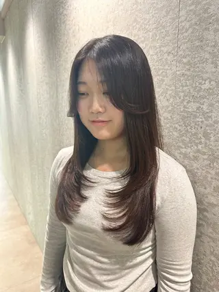 セミロング カラー ヘアアレンジ ブリーチなしW🎀 髪質改善／はのんのヘアスタイル