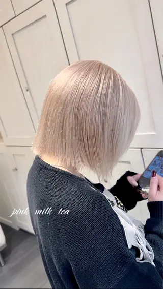 ミディアム カラー Beleza Shibuya所属・ヒロミ/ミルクティー /ブロンド/ピンクのヘアスタイル