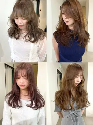 ロング カラー mizuki/ピンク ベージュ.レイヤーのヘアスタイル