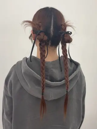 ロング ヘアアレンジ 韓国ヘア/レイヤー/ 顔まわり足立遥奈のヘアスタイル