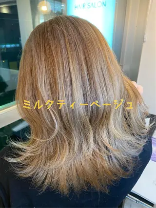 セミロング カラー ヘアアレンジ new. kawagoe所属・佐藤 麻衣のヘアスタイル