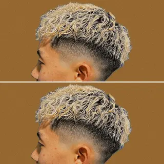 ショート カラー パーマ メンズ &CREW スタッフのヘアスタイル