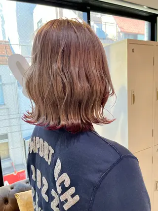 ミディアム カラー ハイトーン/レイヤー ハッシュカット/牧原のヘアスタイル