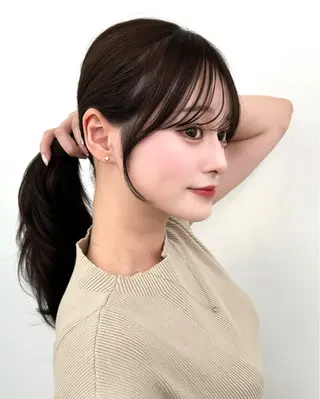 セミロング 前髪顔まわりカット 🌈中村海聖のヘアスタイル