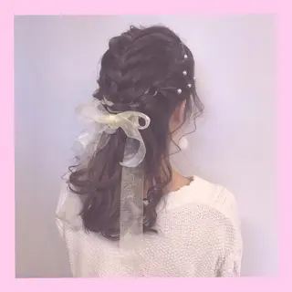 セミロング ヘアアレンジ SHIN/レイヤー カット×クロスパーマのヘアスタイル