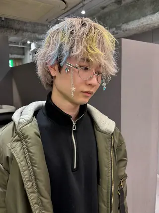 カラー メンズ 名古屋／デザイン／ ブリーチ/松井亮磨のヘアスタイル