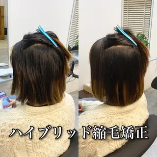 ミディアム カラー パーマ ブリーチ縮毛矯正/ デサキ ショウヘイのヘアスタイル