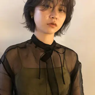 ショート パーマ ヘアアレンジ ケアブリーチ/ボブ/ honoのヘアスタイル