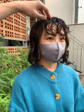 ミディアム パーマ ボブパーマコテ巻き風 パーマNo1深江秀平のヘアスタイル