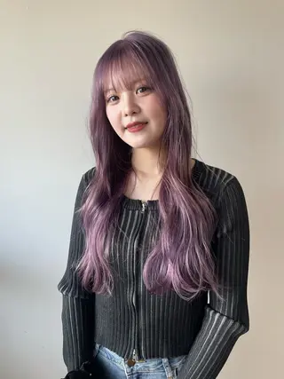 ロング カラー カットモデル/ ハイトーン/ゆうあのヘアスタイル