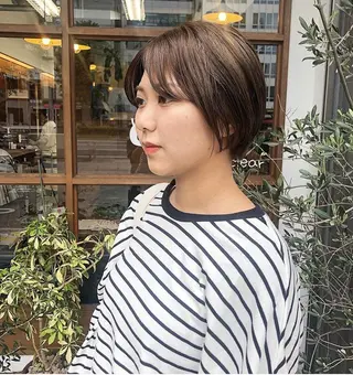 ショート カラー クロスパーマ× 透明感カラー✂︎のヘアスタイル