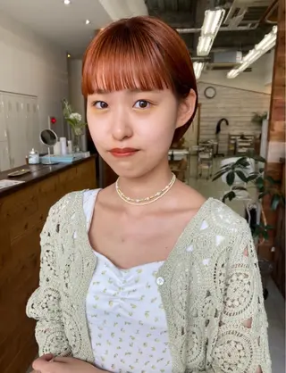 ショート カラー クロスパーマ× 透明感カラー✂︎のヘアスタイル