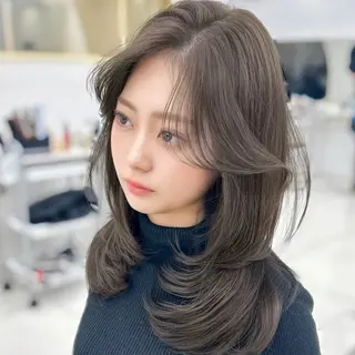 セミロング 韓国顔まわり/前髪 /レイヤー/いつきのヘアスタイル
