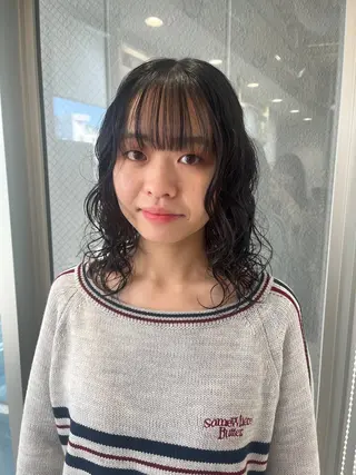 ミディアム パーマ 暖色系/レイヤー/ 縮毛矯正/貞金瑞波のヘアスタイル